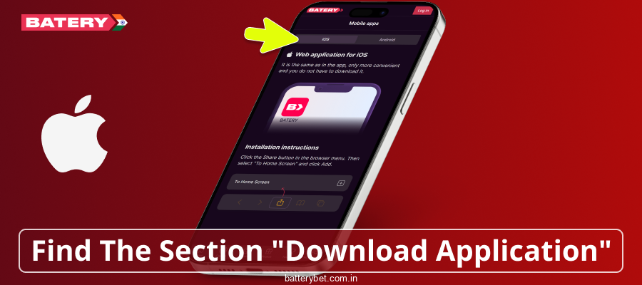 Find the Batery Bet India download button on iOS