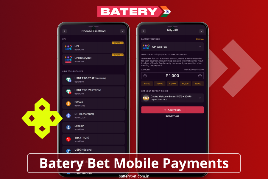 How to top up your balance in the Batery Bet IN application
