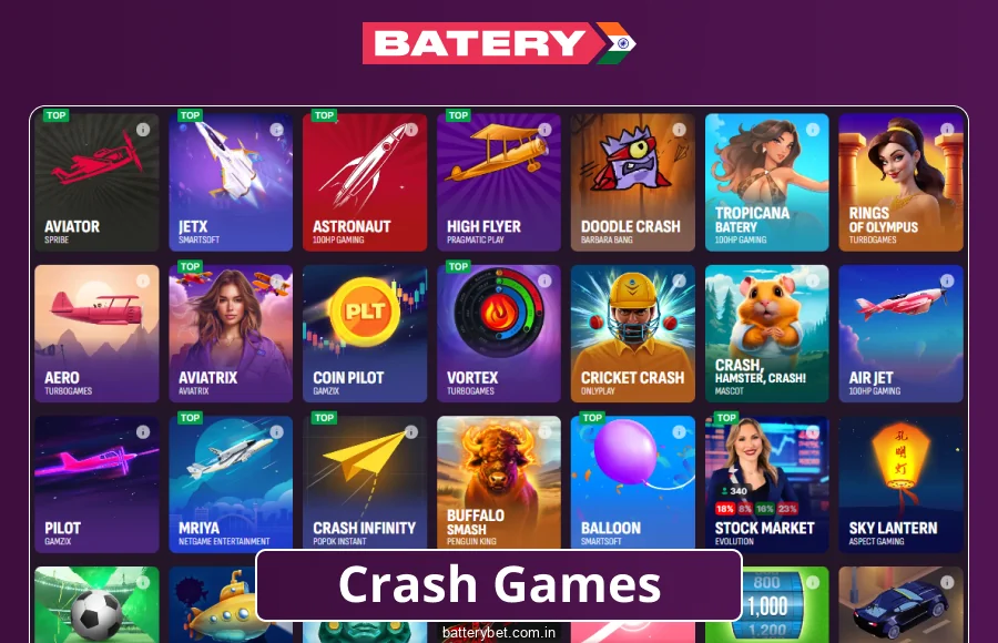 Instant games for Indian players on Batery Bet