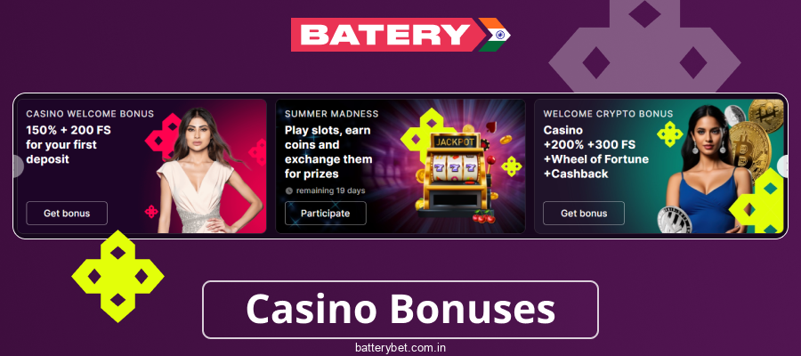 Casino promotions at Batery Bet India