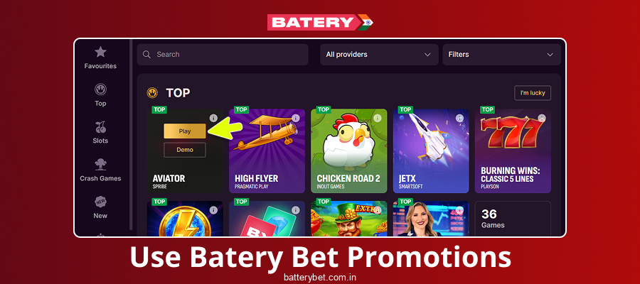 Use your bonus at Batery Bet IN